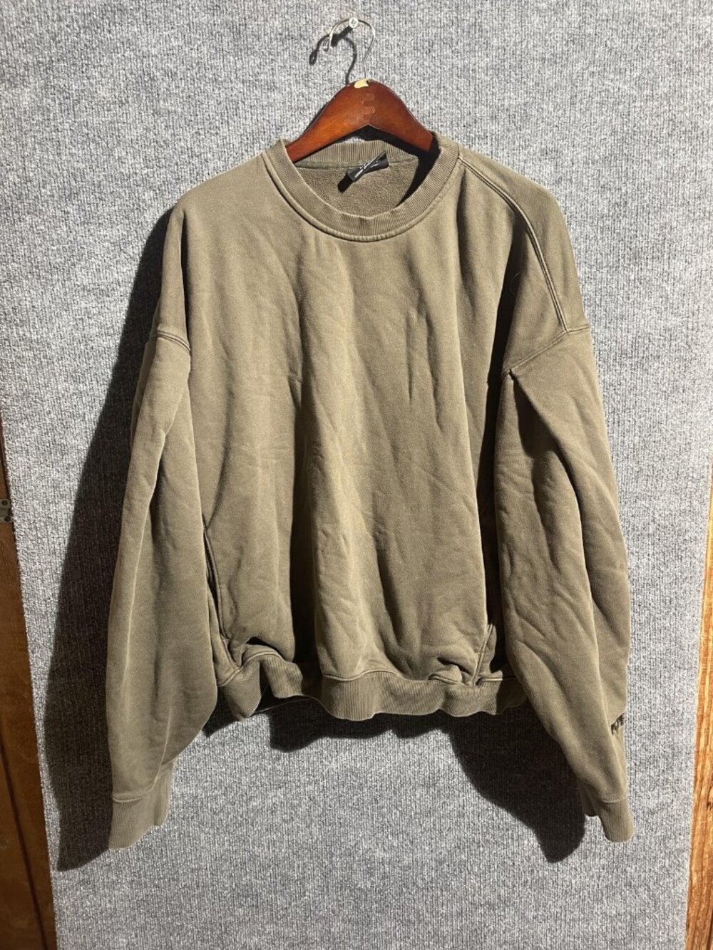 FLEX Sweatshirt Mens Large Green Fleece Pullover Crewneck Oversized Logo
